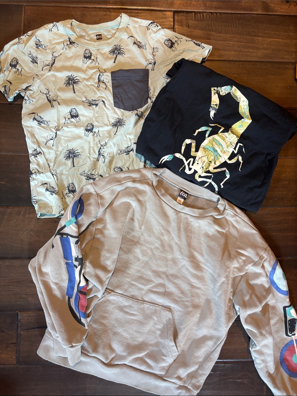 Tea Collection Multicolor Kids Tee & Neutral Pullover Set Size 8